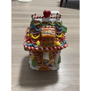 Vintage Christmas‎ Gingerbread House Ceramic Cookie Jar Holiday Decor Multicolor